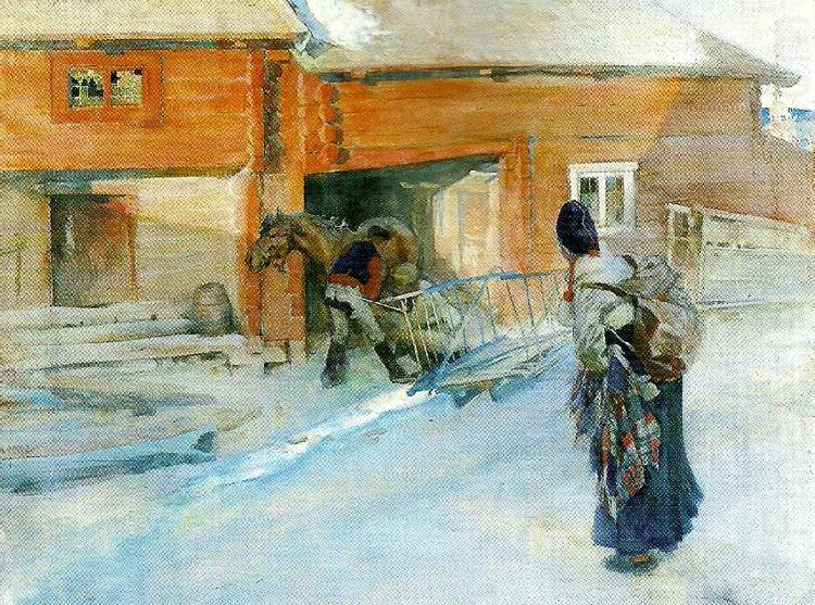 Carl Larsson en gard -i dalarna- utanfor portlidret china oil painting image